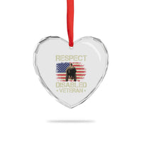 Respect Disabled Veteran Heart Crystal Glass Ornament Military Soldier Vintage American Flag - Wonder Print Shop