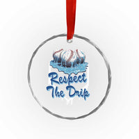 Respect The Drip Baseball Crystal Glass Ornament Driping Ice Cream Sport Lover - Wonder Print Shop