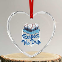 Respect The Drip Baseball Heart Crystal Glass Ornament Driping Ice Cream Sport Lover - Wonder Print Shop