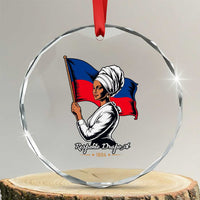 Respekte Drapo A 1804 Haitian Independence Day Crystal Glass Ornament Proud Haitian Woman Flag Heritage