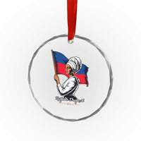 Respekte Drapo A 1804 Haitian Independence Day Crystal Glass Ornament Proud Haitian Woman Flag Heritage
