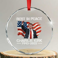 Rest in Peace Charlie Kirk Crystal Glass Ornament Memorial Tribute Charlie A True Patriot USA Flag TS10