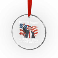 Rest in Peace Charlie Kirk Crystal Glass Ornament Memorial Tribute Charlie A True Patriot USA Flag - Wonder Print Shop
