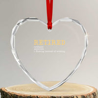 Retired Definition Fishing Heart Crystal Glass Ornament Funny Retirement Fisherman Gift