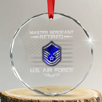 Retired Master Sergeant Of The Air Force Veteran Crystal Glass Ornament Vintage USA Flag Veterans - Wonder Print Shop