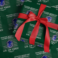 Retired Master Sergeant Of The Air Force Veteran Wrapping Paper Roll Vintage USA Flag Veterans - Wonder Print Shop