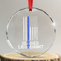 Retired Police Lieutenant Crystal Glass Ornament Retirement Thin Blue Line American Flags TS10