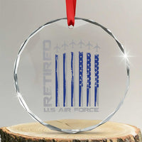 Retired US Air Force Crystal Glass Ornament Vintage USAF Veteran USA Flag - Wonder Print Shop