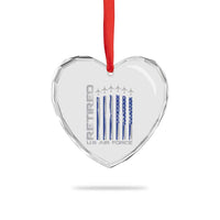 Retired US Air Force Heart Crystal Glass Ornament Vintage USAF Veteran USA Flag - Wonder Print Shop