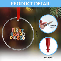 Retro 1st Day of School Crystal Glass Ornament First Grade Vibes 1st Grade Team