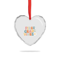Retro 1st Day of School Heart Crystal Glass Ornament First Grade Vibes 1st Grade Team