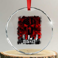 Retro 8647 Crystal Glass Ornament Vintage USA American Flag Skull TS10