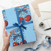 Retro Americana Cherries and Stars Coquette Bow Wrapping Paper Roll America Cute Patriotic 4th Of July US - Wonder Print Shop