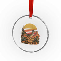 Retro Arizona Roadrunner Desert Sunset Crystal Glass Ornament Southwest Bird Wildlife Nature Lover