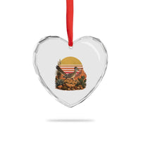 Retro Arizona Roadrunner Desert Sunset Heart Crystal Glass Ornament Southwest Bird Wildlife Nature Lover