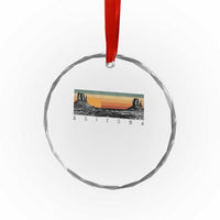 Retro Arizona Sunset Monument Valley Graphic Crystal Glass Ornament Panoramic Desert Red Rocks Landscape Souvenir