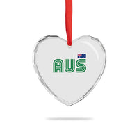 Retro Australia Heart Crystal Glass Ornament AUS Green Australian Flag Country Pride Graphic