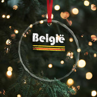 Retro Belgie Belgium Flag Distressed Graphic in Dutch Crystal Glass Ornament Proud Belgian Heritage and Country Roots Pride Gift