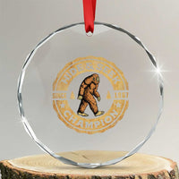 Retro Bigfoot Believer Crystal Glass Ornament Undefeated Sasquatch Hide And Seek Cryptozoology - Wonder Print Shop