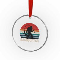 Retro Bigfoot Fishing Crystal Glass Ornament Funny Retro Sasquatch Bassquatch Fisherman - Wonder Print Shop