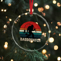 Retro Bigfoot Fishing Crystal Glass Ornament Funny Retro Sasquatch Bassquatch Fisherman - Wonder Print Shop