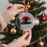 Retro Bigfoot Fishing Crystal Glass Ornament Funny Retro Sasquatch Bassquatch Fisherman - Wonder Print Shop