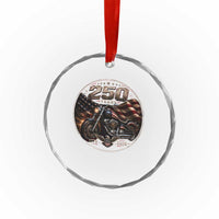 Retro Biker USA 250th Anniversary Crystal Glass Ornament Vintage 250 Years 1776 2026 Patriotic Motorcycle American Flag