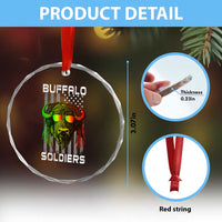 Retro Buffalo Soldiers Crystal Glass Ornament 9th and 10th Cavalry African American Heros USA Flag TS10