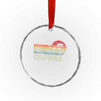 Retro California Beach Shirt, Vintage Cali Sunset Tee Crystal Glass Ornament