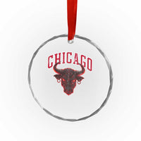 Retro Chicago Crystal Glass Ornament Bulls Mascot Team Spirit Vintage Basketball Fan TS10
