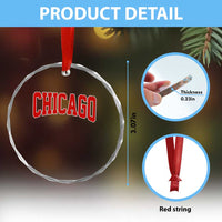 Retro Chicago Crystal Glass Ornament Vintage Chicago Throwback Athletic Sports Style 80s 90s