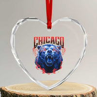 Retro Chicago Heart Crystal Glass Ornament Vintage Cub Bootleg Graphic Baseball Fans
