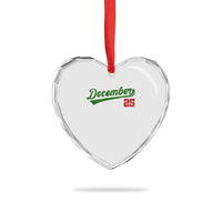 Retro Christmas December 25 Heart Crystal Glass Ornament Retro Vintage Script Holiday Trip - Wonder Print Shop