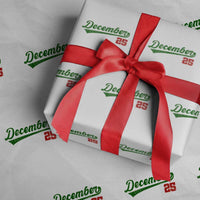 Retro Christmas December 25 Wrapping Paper Roll Retro Vintage Script Holiday Trip - Wonder Print Shop