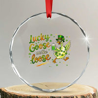 Retro Clover Duck Crystal Glass Ornament Lucky Goose On The Loose