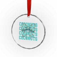Retro Coconuts Coquette Bow Crystal Glass Ornament Summer Beach Coconut Fruit Humor