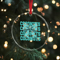 Retro Coconuts Coquette Bow Crystal Glass Ornament Summer Beach Coconut Fruit Humor