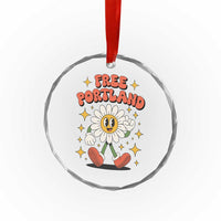 Retro Daisy Free Portland Crystal Glass Ornament Oregon Freedom Fighter Flower Groovy Graphic - Wonder Print Shop