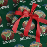 Retro Dinosaur Tennis Player Wrapping Paper Roll Real Legends Never Extinct - Wonder Print Shop