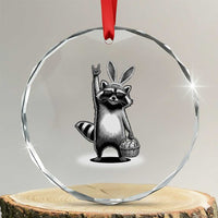 Retro Easter Raccoon Bunny Rock Hand Trash Panda Crystal Glass Ornament