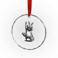 Retro Easter Raccoon Bunny Rock Hand Trash Panda Crystal Glass Ornament