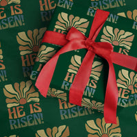Retro Easter Wrapping Paper Roll Jesus He is Risen Matthew 28:6 Bible Verse Kids - Wonder Print Shop
