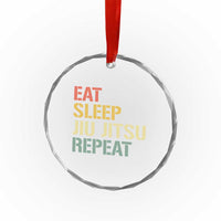 Retro Eat Sleep Jiu Jitsu Repeat Crystal Glass Ornament Vintage JiuJitsu BJJ - Wonder Print Shop