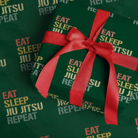 Retro Eat Sleep Jiu Jitsu Repeat Wrapping Paper Roll Vintage JiuJitsu BJJ - Wonder Print Shop