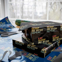 Retro Eat Sleep Jiu Jitsu Repeat Wrapping Paper Roll Vintage JiuJitsu BJJ - Wonder Print Shop