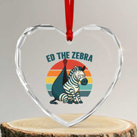Retro Ed the Zebra Meme Heart Crystal Glass Ornament Funny Viral Escape Animal Helicopter Rescue - Wonder Print Shop