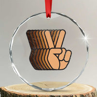 Retro Equality for All Crystal Glass Ornament Peace Sign V Fingers Skin Tone Hands Vintage - Wonder Print Shop
