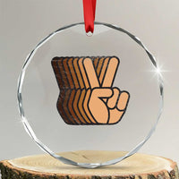 Retro Equality for All Crystal Glass Ornament Peace Sign V Fingers Skin Tone Hands Vintage TS10