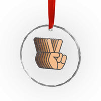 Retro Equality for All Crystal Glass Ornament Peace Sign V Fingers Skin Tone Hands Vintage - Wonder Print Shop