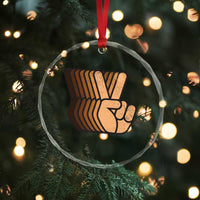 Retro Equality for All Crystal Glass Ornament Peace Sign V Fingers Skin Tone Hands Vintage - Wonder Print Shop